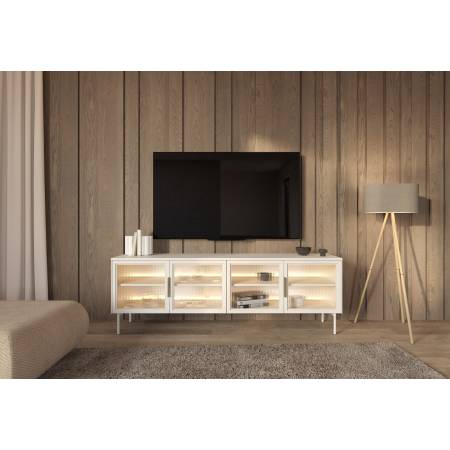 Szafla rtv 180 cm kaszmir komoda po telewizor 4D + LED przeszklona LIMA